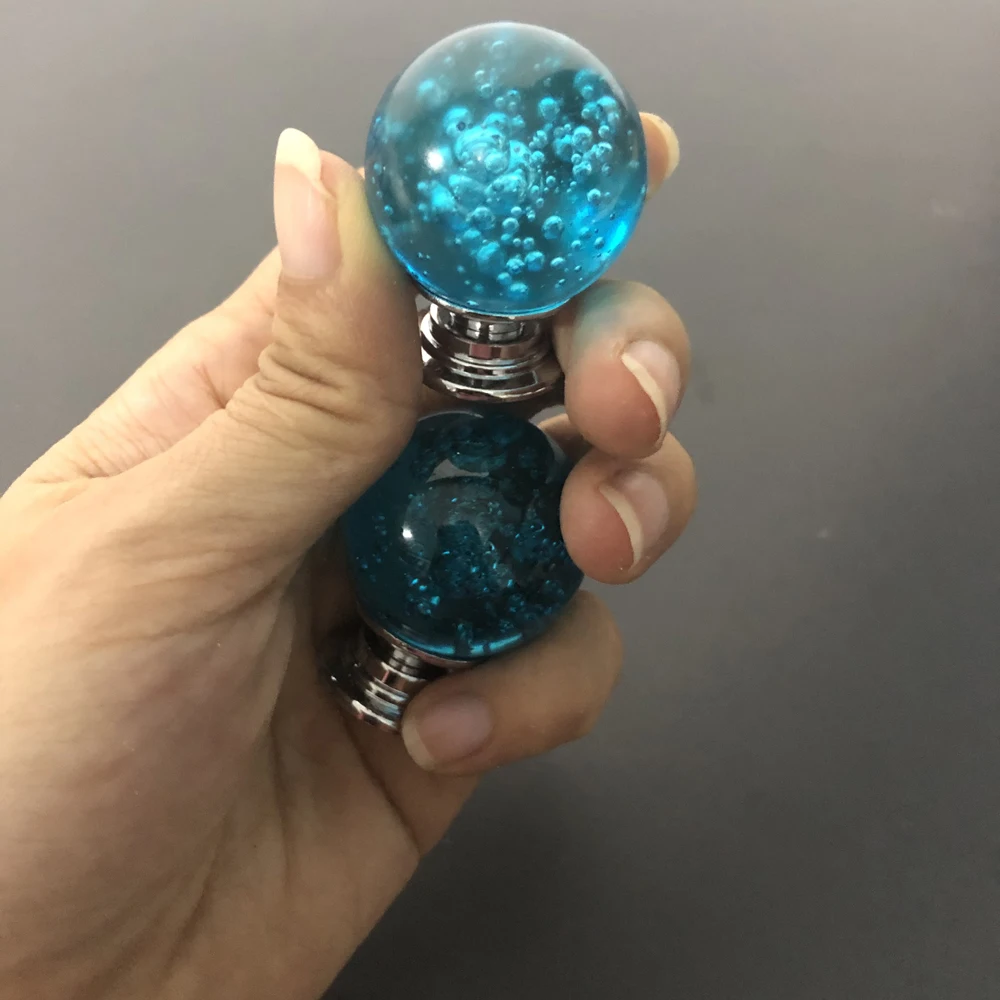 Мебельной дверцы ручка синего цвета с украшением в виде кристаллов пузырь