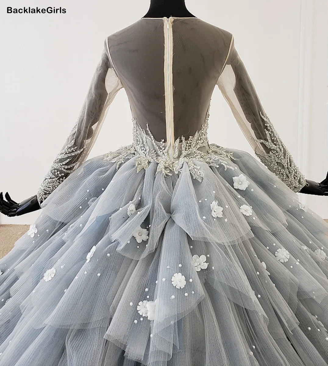 Elegant Long Sleeve Evening Dress Illusion O Neck Applique Crystal Lace Party Robe Longue Femme Soirée | Свадьбы и торжества