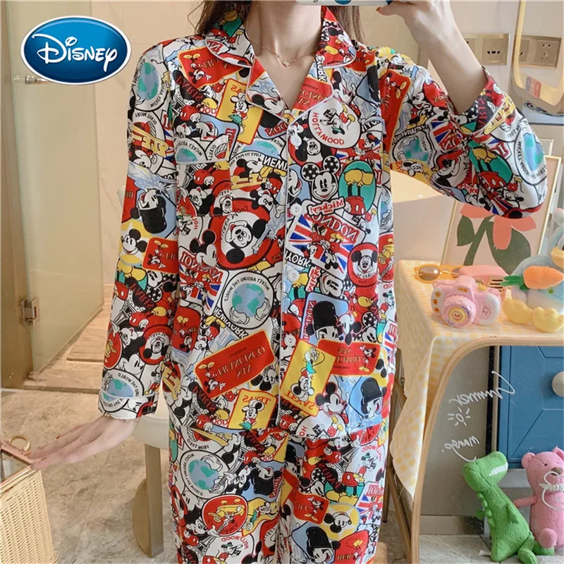 Пижама женская осенне-зимняя с длинными рукавами и изображением Микки граффити |