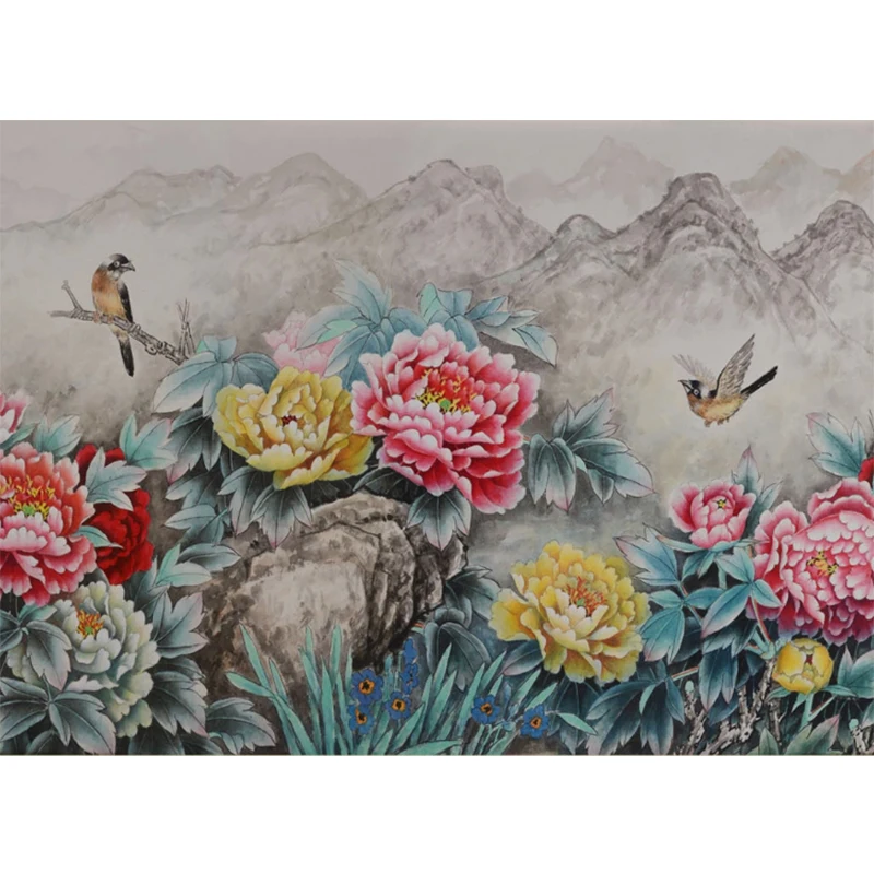 

Custom Wallpaper 3d New Chinese Ink Painting Room Colorful Flower Art Hd Mural Paintable Wallpapers