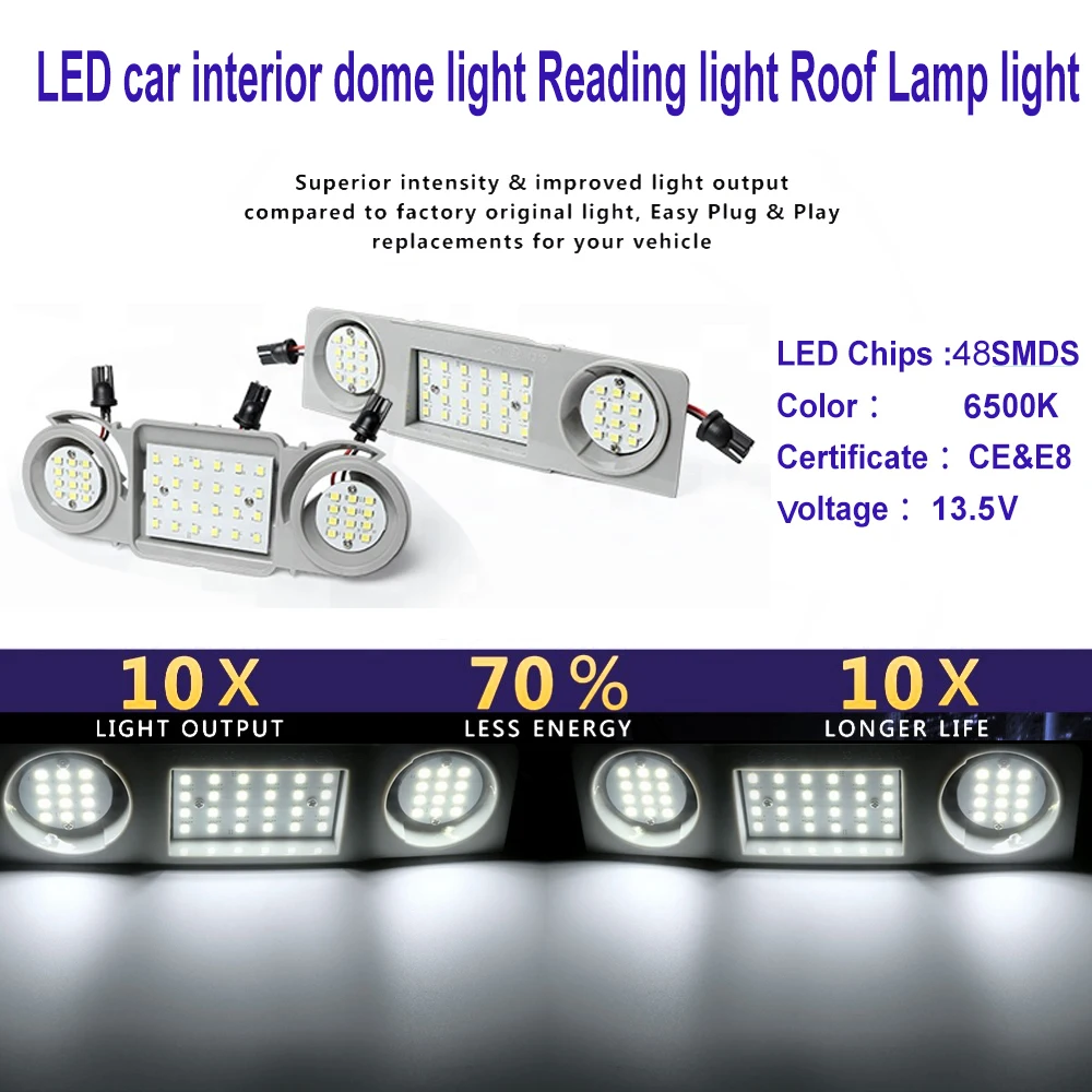 1 шт. 48smd светодиодный светильник для салона автомобиля для Volkswagen VW Golf4 5 6 Plus Passat Jetta Sharan Tiguan Touran светодиодный светильник для чтения комнаты