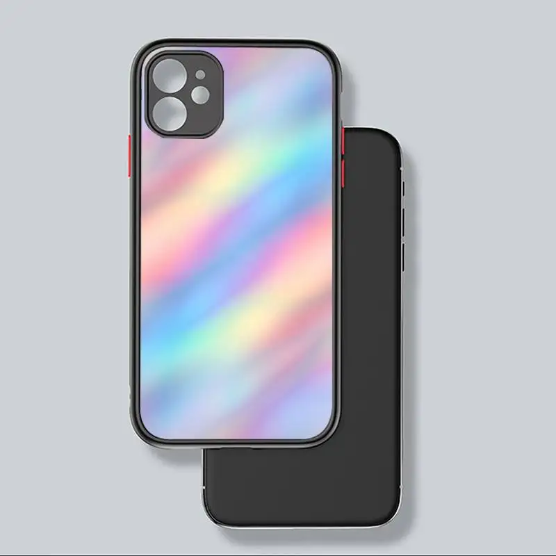 

Glossy Rainbow Phone Case black matte transparent For iPhone 7 8 x xs xr 11 12 pro plus mini max Clear Funda