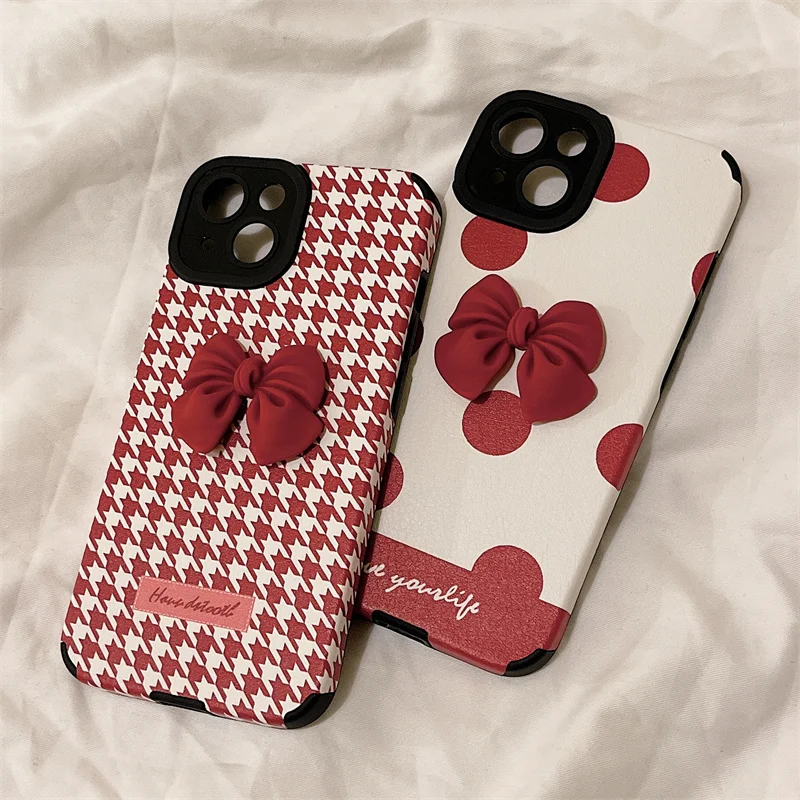

Cute Dot Grid 3D Bowknot Phone Case For Vivo X9 R9S X20 X21 X23 X27 X30 X50 X60 Pro S1 S5 S6 S7 S9 S9E S10 Z3 Z3I Z5X Back Cover