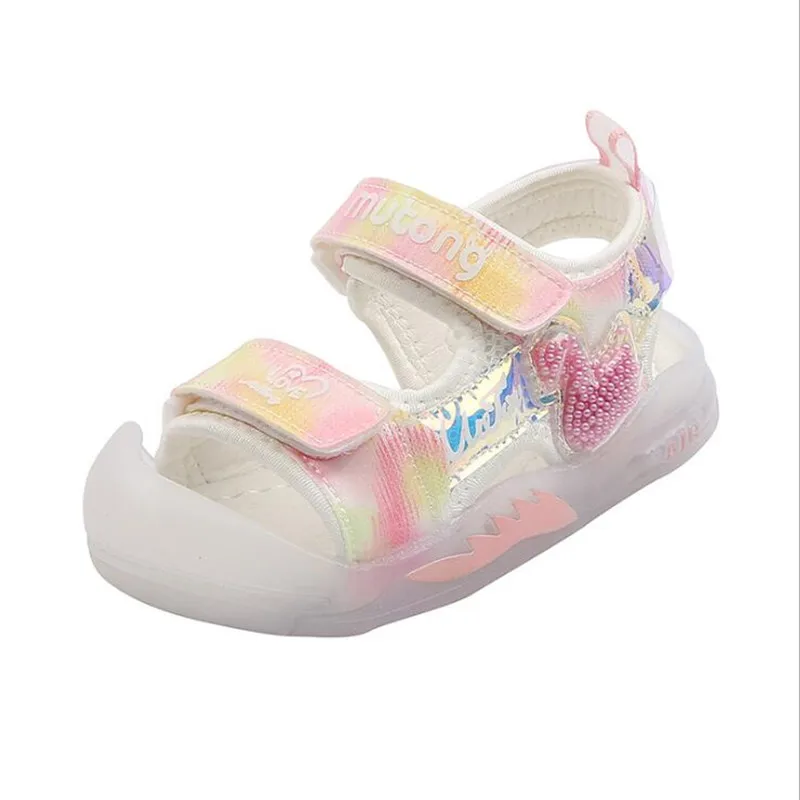 Sandalias de suela suave para ni&ntilde;a, zapatos informales deportivos antideslizantes para ni&ntilde;o, zapatillas de princesa multicolor para beb&eacute; al aire libre, Verano-0