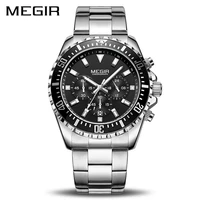 megir luxury business quartz watch men brand stainless steel chronograph army military wrist watch clock relogio masculino male