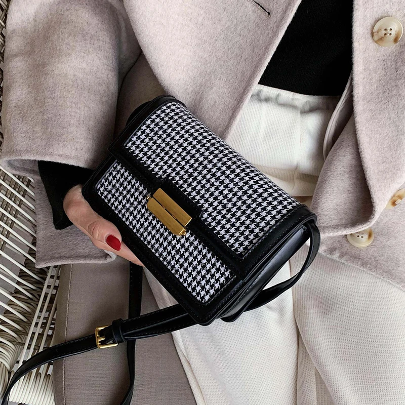 Зимняя национальная сумка Женская клетчатая на плечо 2019 популярная