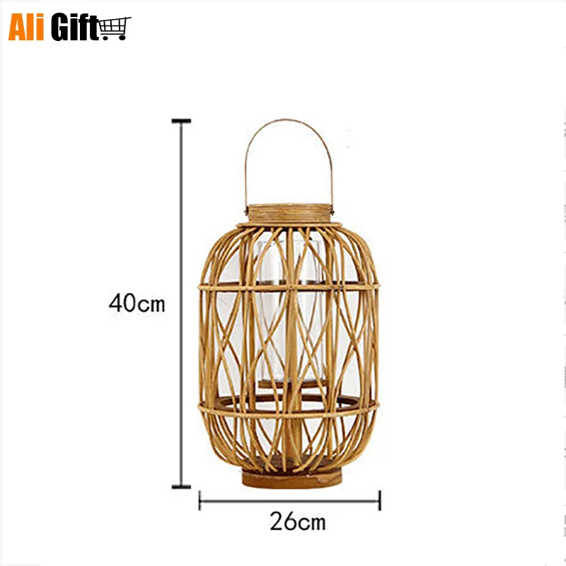 

Chinese Classical Wooden Rattan Handicrafts Gift Candle Lantern Creative Home Furnishing Ornaments Metal Candle Holder Lantern