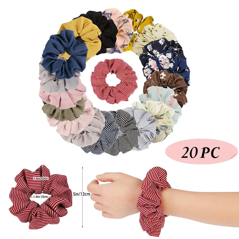 20 шт. заколки для волос ободки резинки шифоновые Цветочные Элегантные безопасные