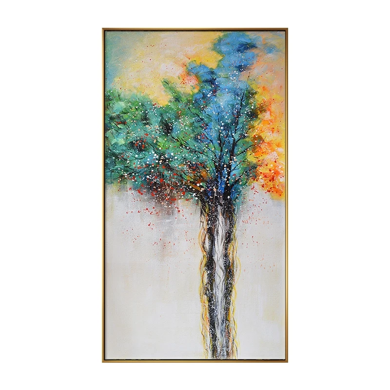 Простой красочный постер богатых деревьев ручной работы Современная