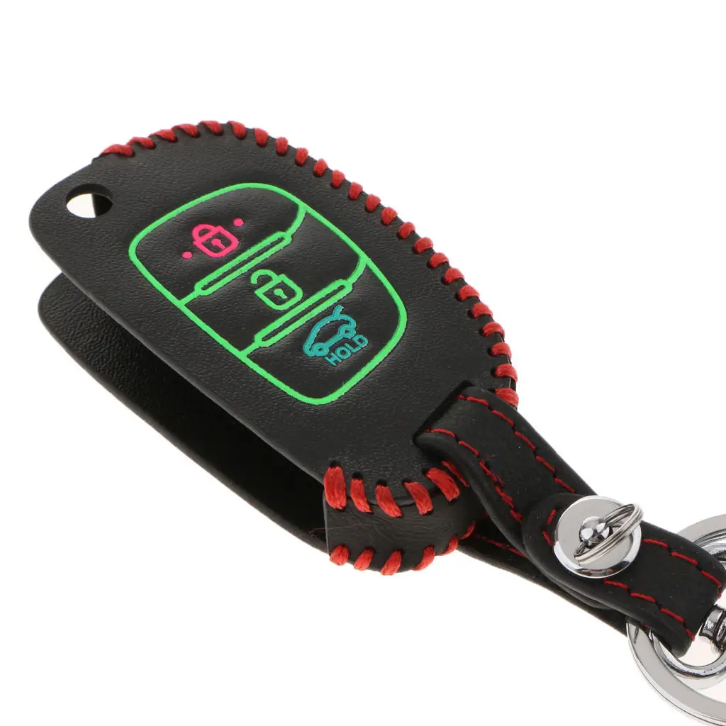 Authentic Leather Remote Smart Key Protector Bag with Chain for HYUNDAI 14 MISTRA 15 ELANTRA SANTA 13-15ix35 ix25 |