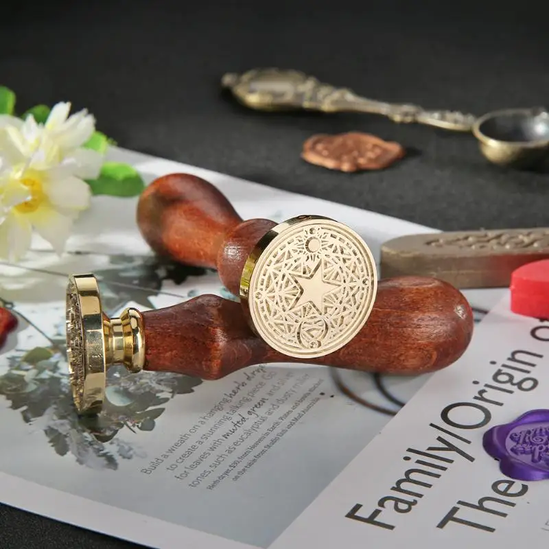 Антикварный узор металлический воск герметик из розового дерева для приглашения