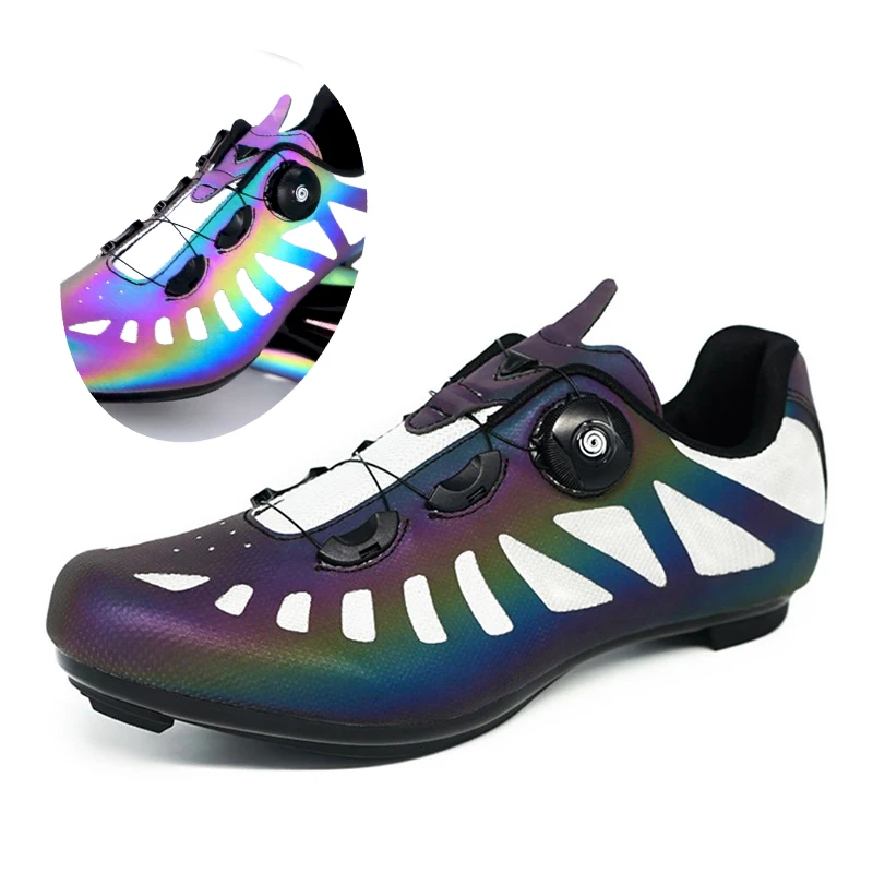 

2021 Road Cycling Shoes colorful reflective color changing Professional MTB Bicycle Sneakers Racing Self-Locking Shoes