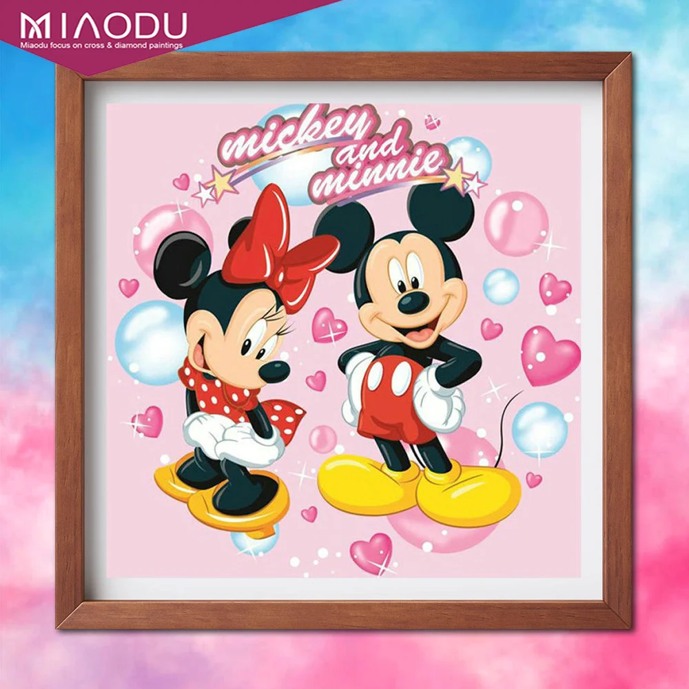 

5D DIY Diamond Painting Cross Stitch Kits Full Round Diamond Embroidery Cartoon Mickey Minnie Mouse Rhinestone Mosaic Pattern