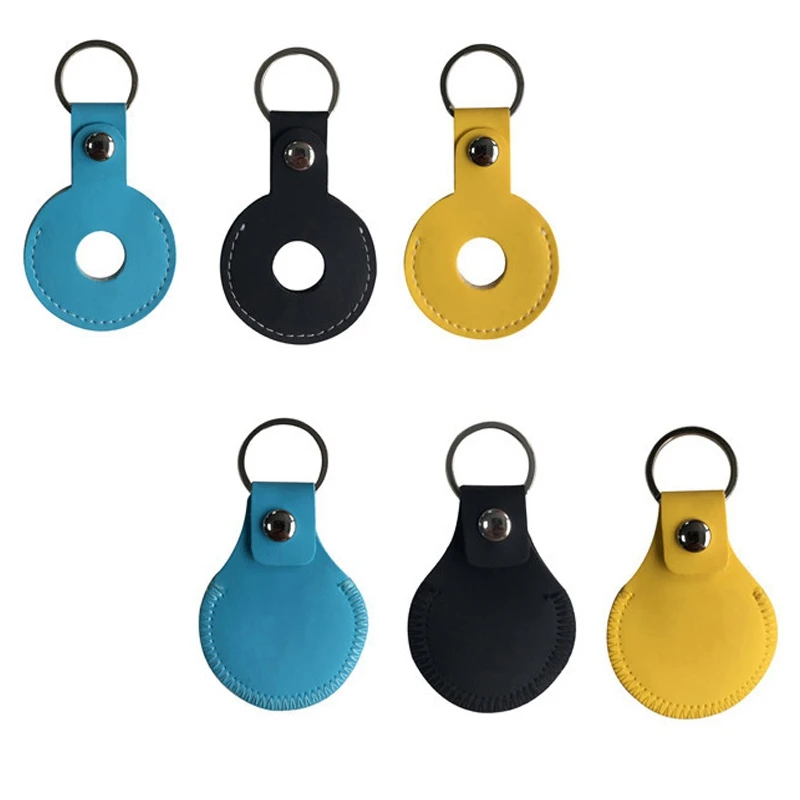 

Hot kf-6Pcs PU Leather Case with Key Ring Buckle Sleeve Locator Location Tracker Protective Cover Shell for Airtags Finder