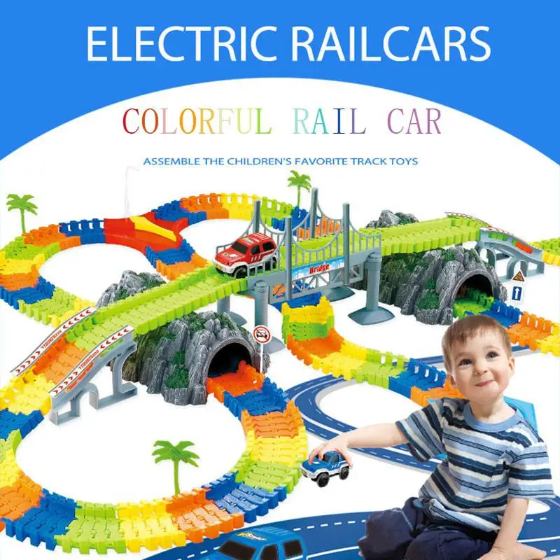 Электрическая железнодорожный поезд игрушки костюм DIY Autorama цепи Voiture парковка