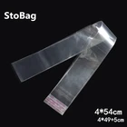 StoBag 200 шт., 4*54 см, длинные прозрачные самоклеящиеся пакеты, маленькие пластиковые многоразовые целлюлозно-полипропиленовые тонкие пакеты для ручки, подарочная упаковка для ювелирных изделий