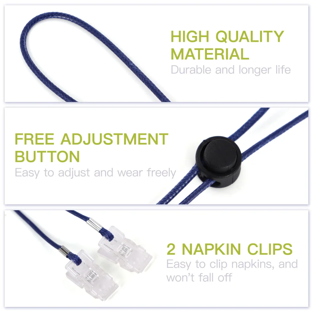 

BESTONZON 10Pcs Adjustable Bib Holder Clips Flexible Napkin Bib Clips Holders Bib Towel Clips Face Covering Lanyard Neck Strap C