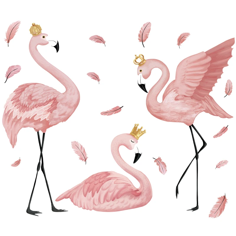 

Flamingo Queen Wall Stickers for Living room Bedroom Kids room TV Sofa Background Wall Decor Art Murals Baseboard Vinyl Decals
