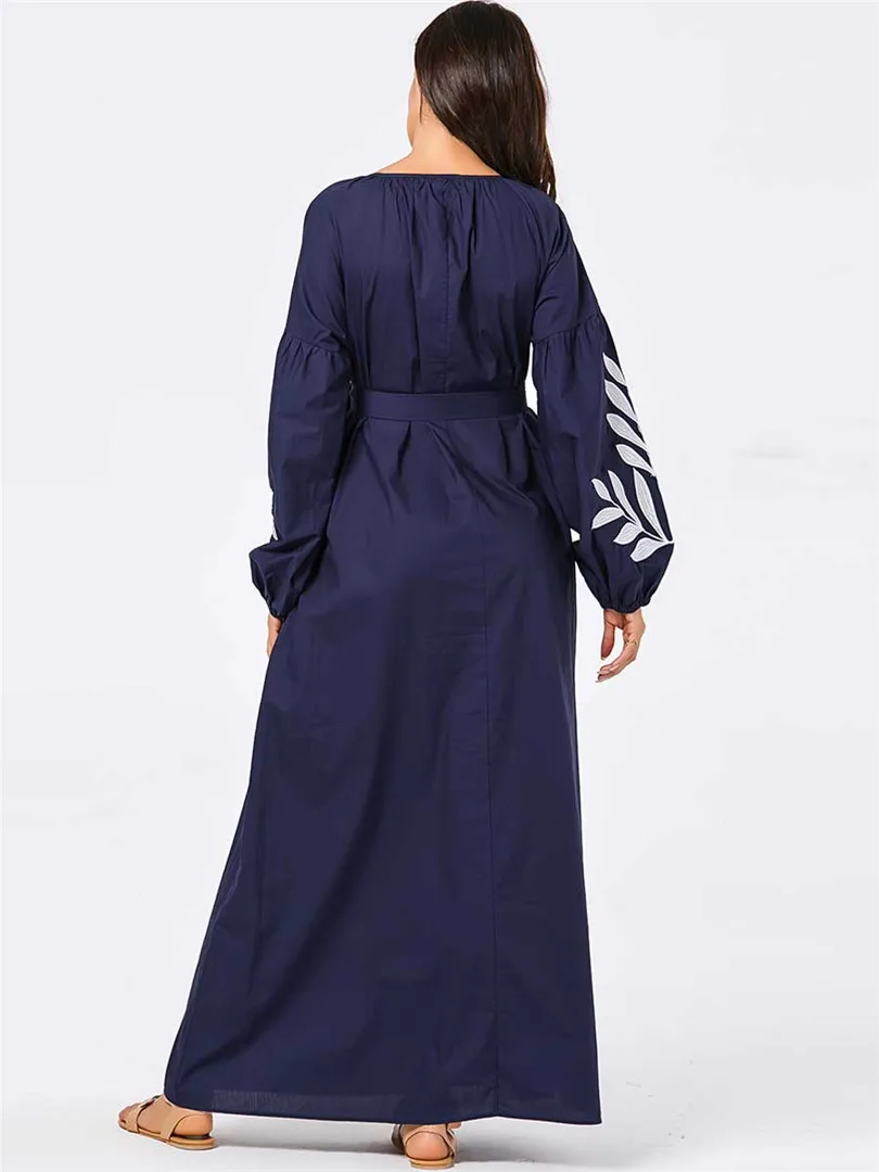 Женская мусульманская одежда макси с длинным рукавом длинное платье