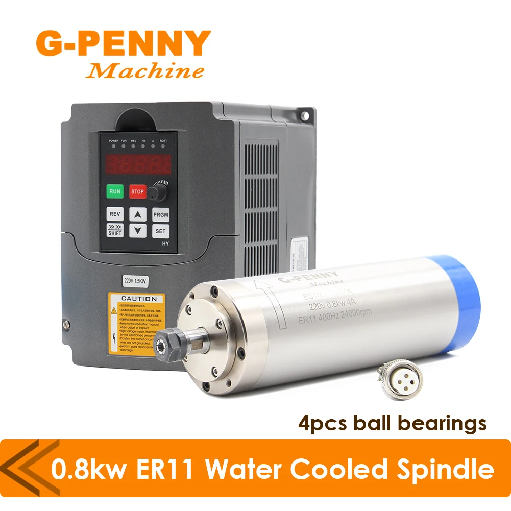 G penny 800W ER11 двигатель шпинделя с водяным охлаждением и 1.5KW VFD инвертор переменной