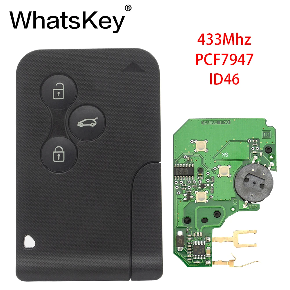 WhatsKey 5 шт. 433 МГц ID46 PCF7947 чип с аварийным маленькое лезвие умный дистанционный Автомобильный ключ для Renault Megane Scenic card 2003-2008