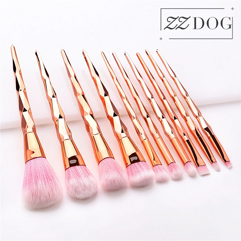 ZZDOG 7/10 шт. Профессиональный Единорог Макияж Кисти Набор металлические ложки с