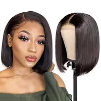 Human Hair Bob Wigs Straight 13x4 Lace Frontal Wig for Women Brazilian Weaving Remy Hair Short Square Wigs Pre Plucked Bleached