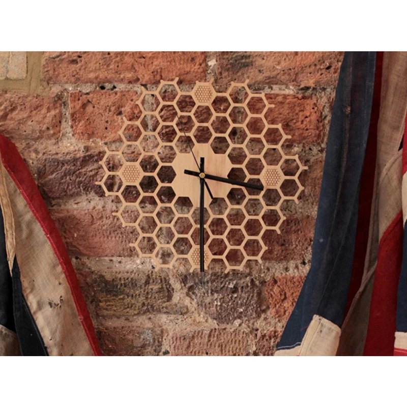 Модные креативные бамбуковые настенные часы простой современный дизайн соты