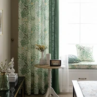 american garden plant flower cotton and linen printing curtain bay window dining table mat curtains for living room bedroom