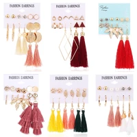 fashion long tassel gold stud earrings set for women bohemian geometric fringed earring statement 2019 brincos female jewelry