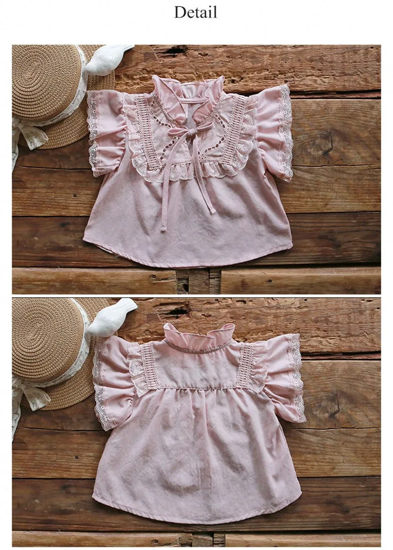 Кружевные рубашки для маленьких девочек милые корейские топы с короткими
