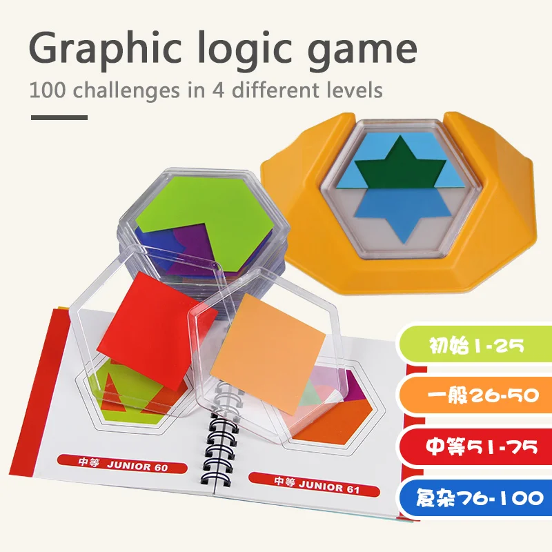 Color box packaging Spot Tangram 100 Challenge цветной код головоломка игра головоломка игрушка дети развивают логику игры пространственные навыки мышления игрушка - Цвет: Color box packaging