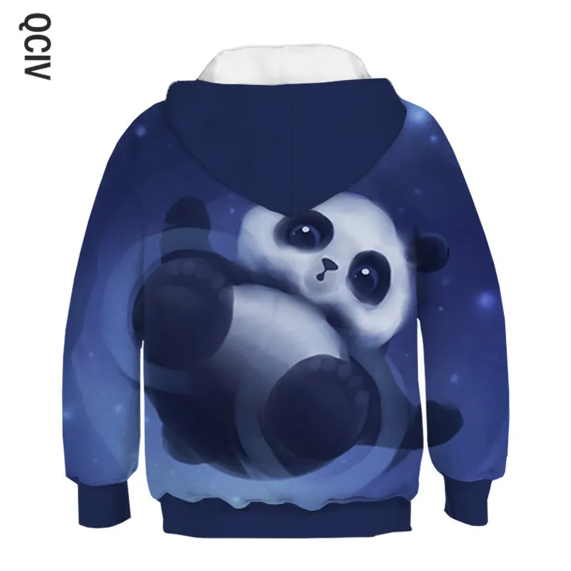 Новые детские толстовки с капюшоном принтом милой панды Свитер для маленьких