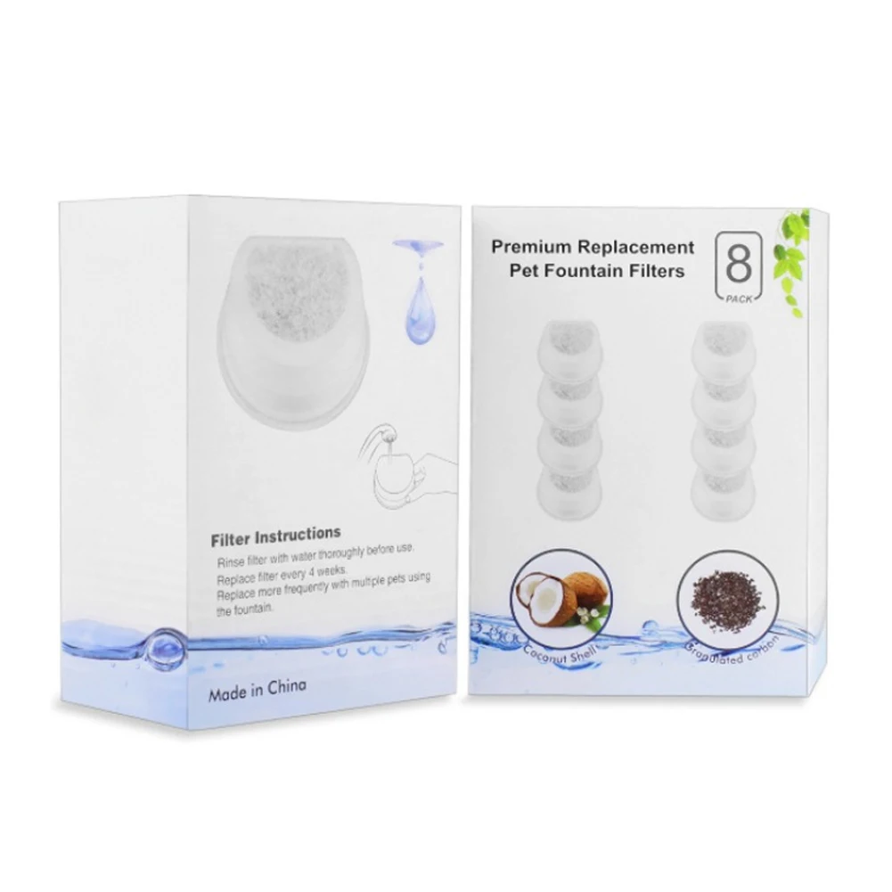 

8pcs Purifier Pet Fountain Filter Safe Hygiene Healthy Replacement Parts Water Dispenser Feeder Cats Dogs