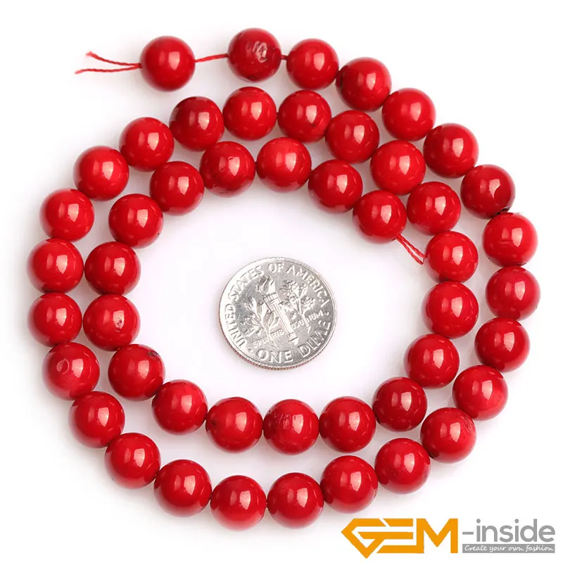 8mm Жемчужные круглые красные коралловые бусины, натуральные белые коралловые бусины, цветные бусины для рукоделия, свободные бусины для изготовления ювелирных изделий, 15 дюймов - Цвет: 8mm