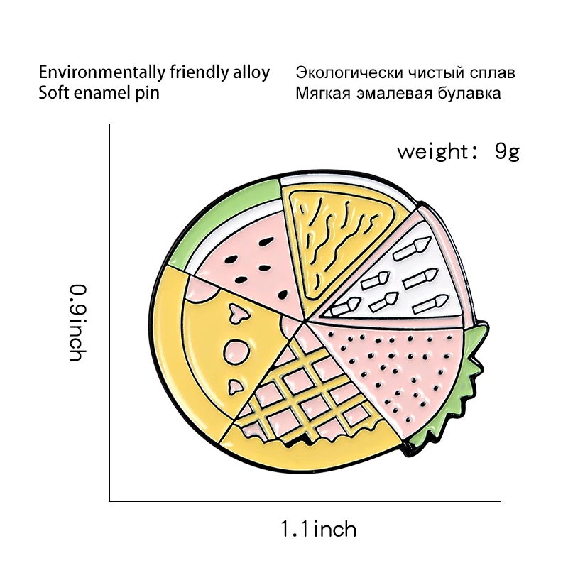 Эмалированные булавки для пиццы еды фруктов вкусные лацканы милые дизайнерские