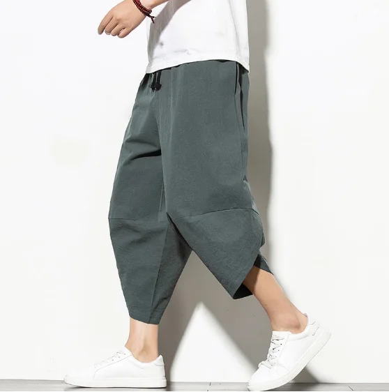 

Брюки-султанки мужские хлопковые, повседневные штаны в стиле хип-хоп, брюки-шаровары до щиколотки, джоггеры, уличная одежда, лето