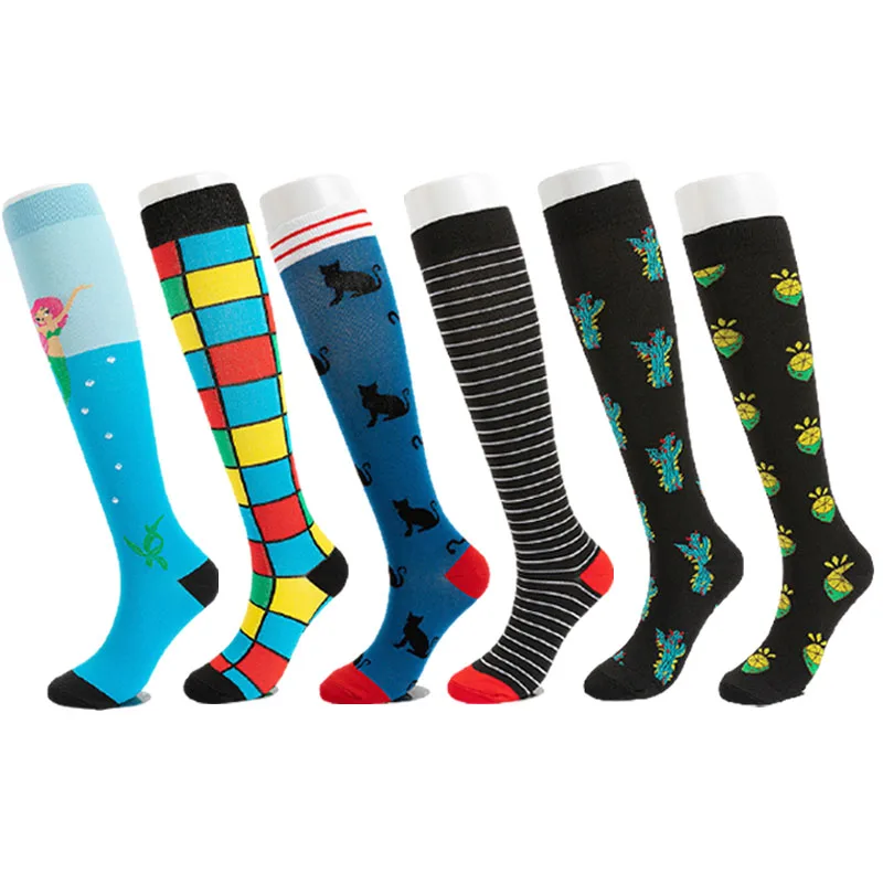 

1Pair Nylon Breathable Compression Stockings Comfortable Colorful Leg Pressure Socks for Running Travel Unisex Autumn Winter