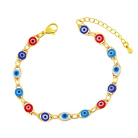 bohemian handmade candy color enamel water drop evil eye beads charms bracelet adjustable bangle for women fashion jewelry gift