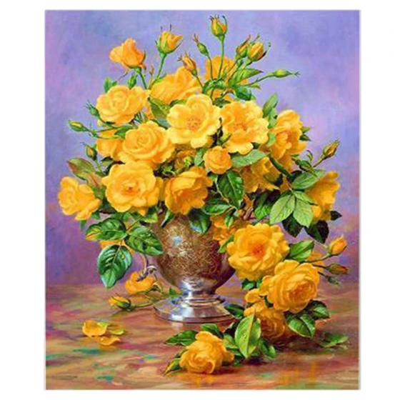 

Hot Sale 5D Diamond Painting Point Drill Cross Stitch DIY Kit Home Decor Gift Yellow Flowers