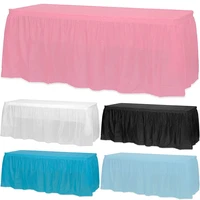 14ft disposable table skirts blue pink plastic tablecloth for round rectangular table decor baby shower birthday party supplies