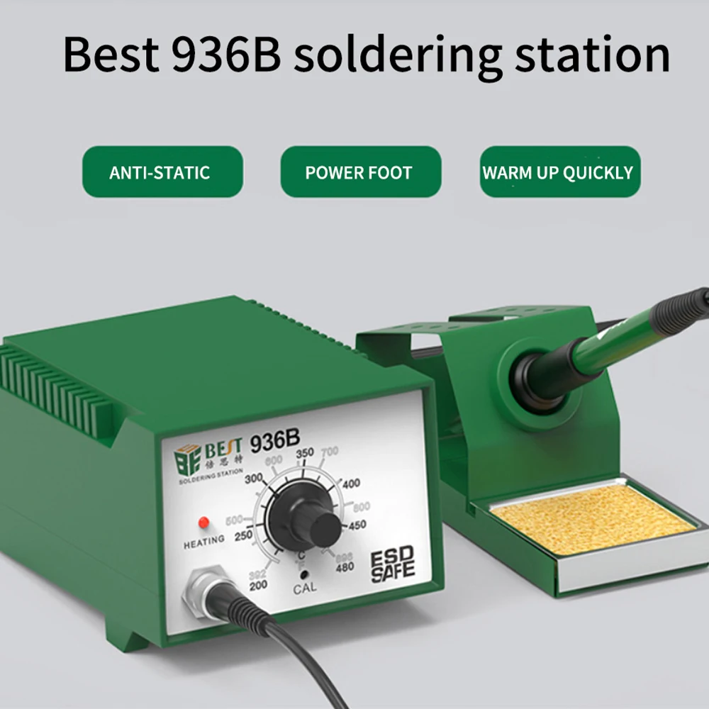 60W Electric Soldering Station Constant Temperature Mobile Phone Maintenance Anti Static Adjustable Electric Iron Suit BST 936B