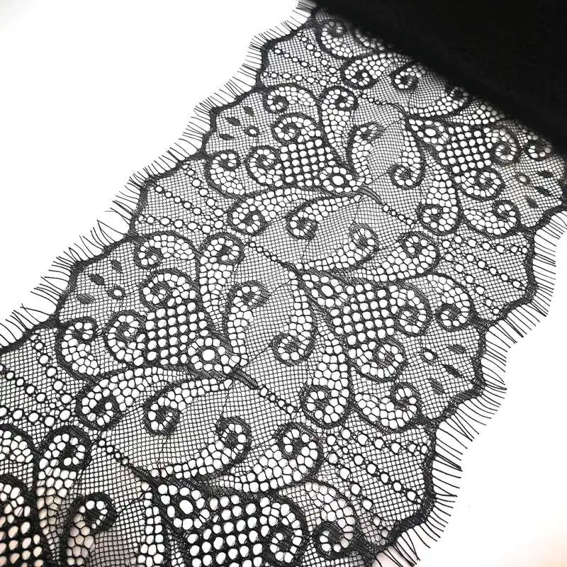 

3meter/lot 20cm Wide Black White Lace Fabric trim Wedding Decoration Sewing Applique Eyelashes Lace Ribbon