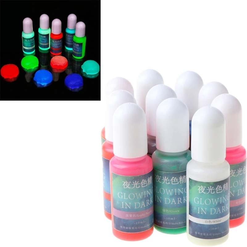 

10 Colors Glowing in Dark Epoxy Resin Pigment Luminous Colorant Jewelry Making R2LE