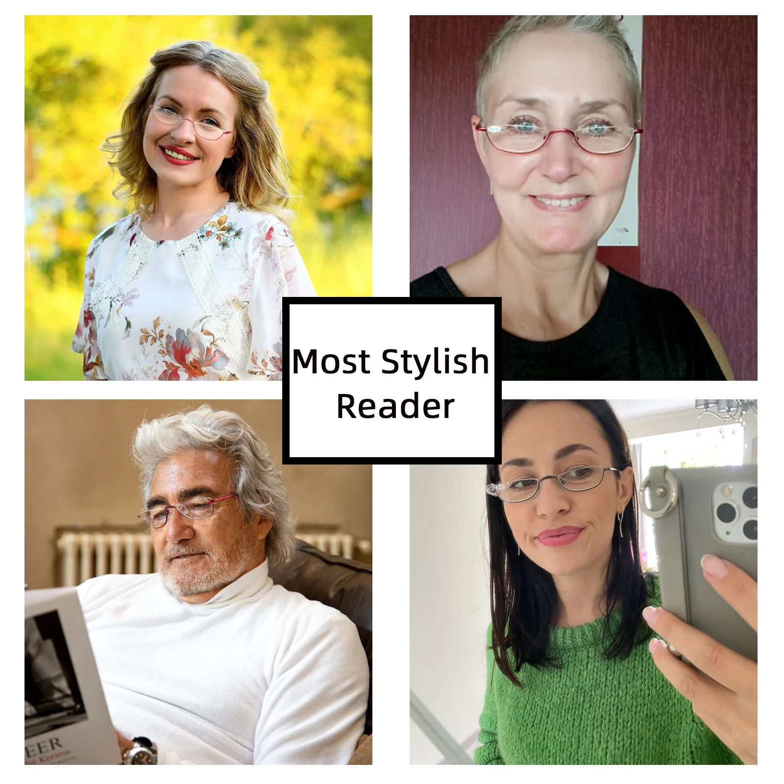 Очки для чтения MEESHOW женщин удобные пружинные петли с полуободковой оправой