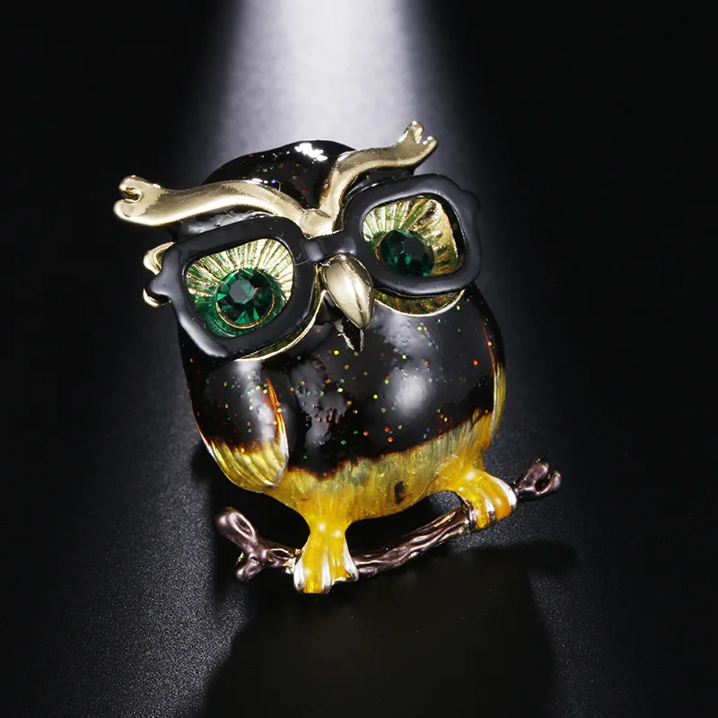 Очки сова броши металлическая эмалированная брошь в виде птицы животных булавки