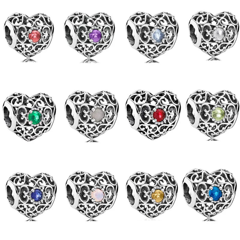 Новые оригинальные ажурные сердца 12 месяцев день рождения diy бусины подходят