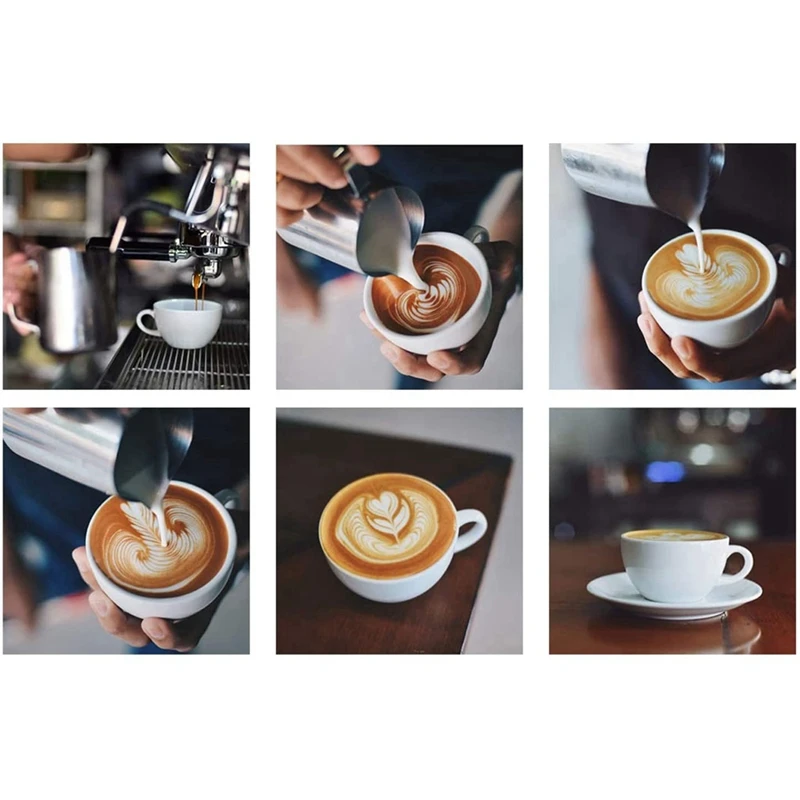 

2 Pcs 12Oz 20Oz Espresso Steaming Pitcher, Milk Frother Steamer Cup & 1 Set Handheld Milk Frother,Electric Milk Frother