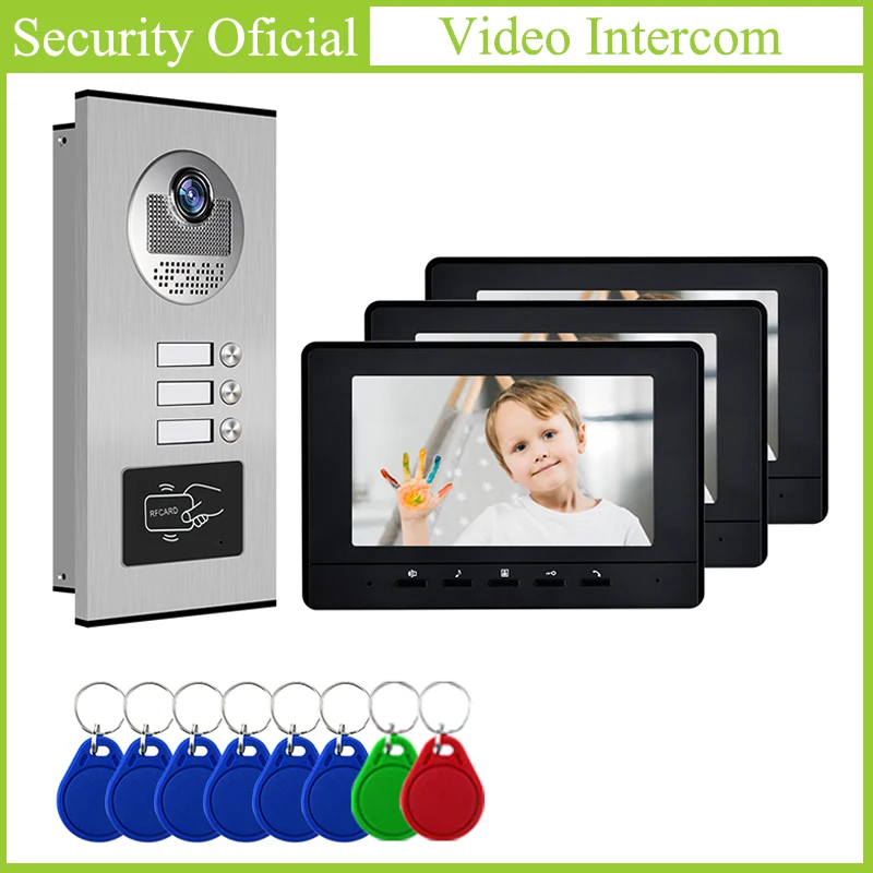 Проводной сетевой кабель 7 '' система видеодомофона дверной звонок камера с