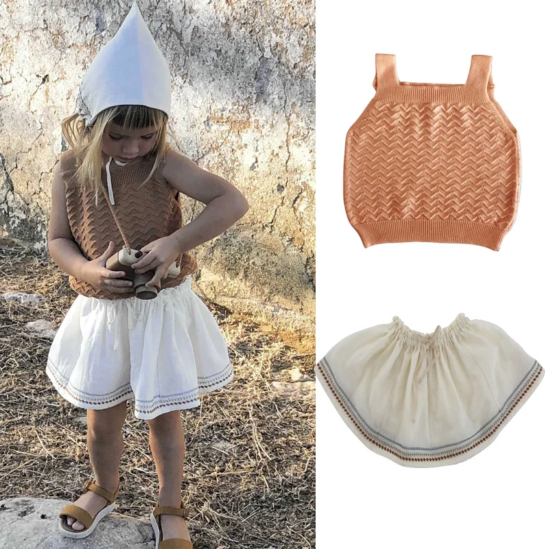 

2020 liilu summer Baby Girl Clothes Sets Lovely Pattern Tomato peaches plaid Print Toddler Girl Sling Blouse Bloomer Sets